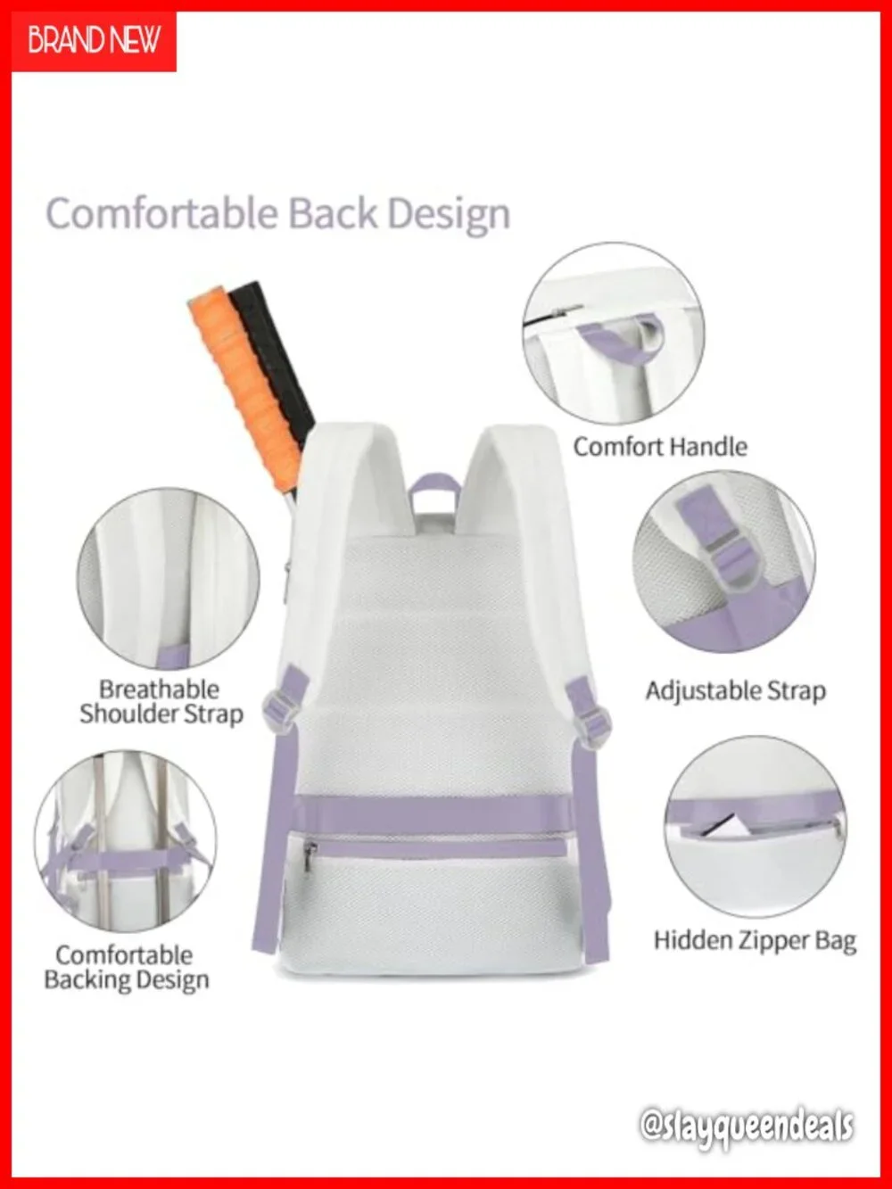 Waterproof Sports Duffel Backpack with Shoe Compartment for Tennis Badminton &